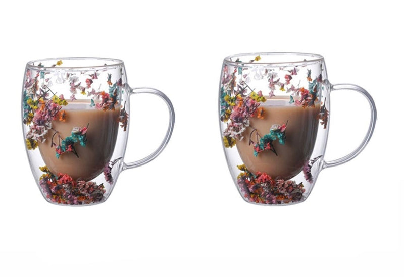 Caneca de Parede Dupla Floral  300mL